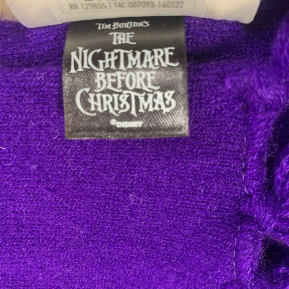 Disney Parks Jack Skellington Purple Fringe Knit Winter Unisex Adult Long Scarf - Picture 7 of 7